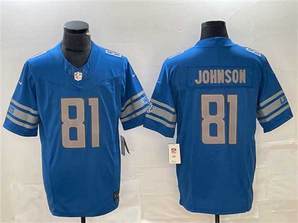 Men's Detroit Lions #81 Calvin Johnson Blue 2023 F.U.S.E. Vapor Untouchable Limited Jersey